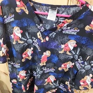 Cherokee Black and Blue Cartoon Print Top